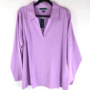 Karen Scott Lilac Collar Top